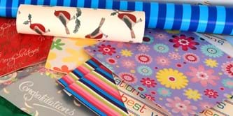 Various different patterned wrapping papers.