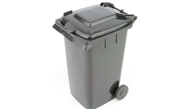 A wheelie bin for rubbish
