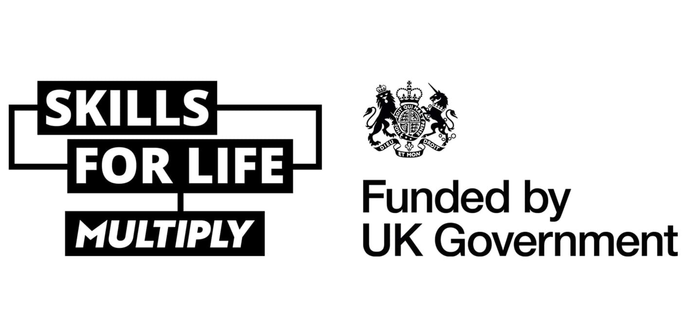 nojs Skills for life multiply and funded by UK government logos