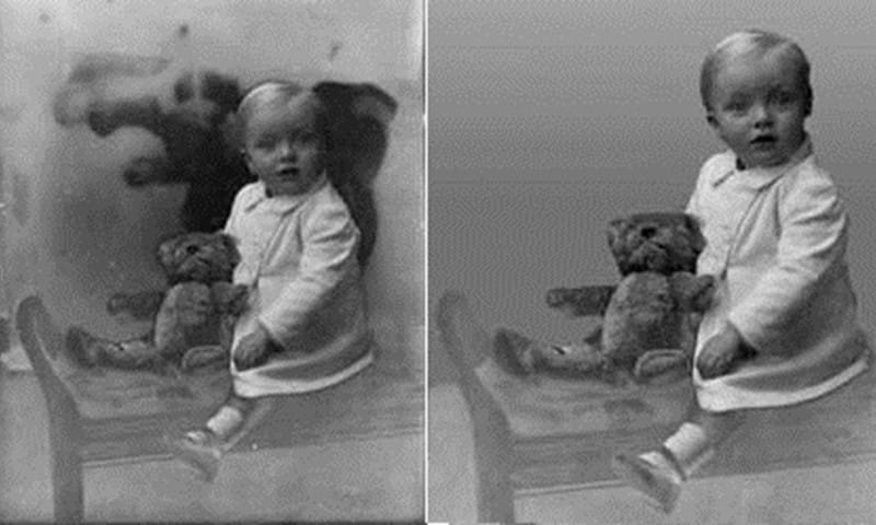 Before and after example of restored photo