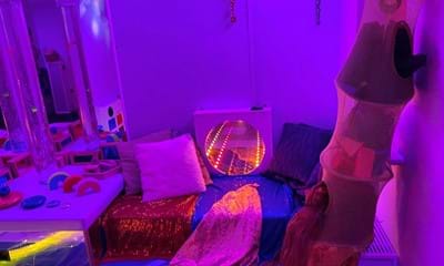 Sensory room in purple light