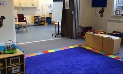 Playroom large blue rug