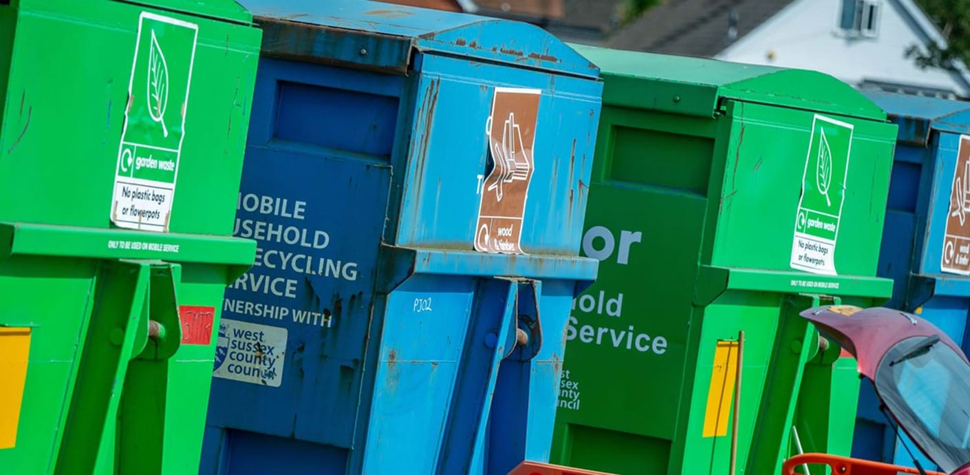 nojs Skips at Selsey mobile recycling centre
