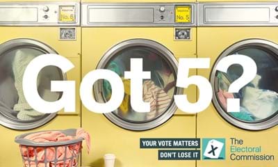 Three washing machines doing laundry overlaid with 'Got 5?'