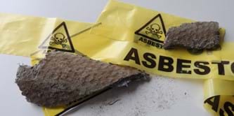 Sample of asbestos with labelled tape