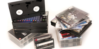 Video and audio cassette tapes, DVDs and CDs