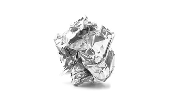 A scrunched up piece of aluminium foil.
