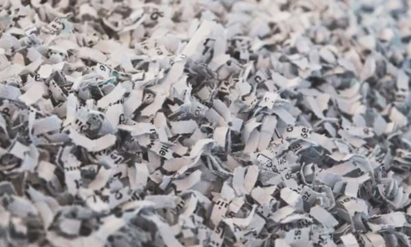 A close-up view of shredded paper.