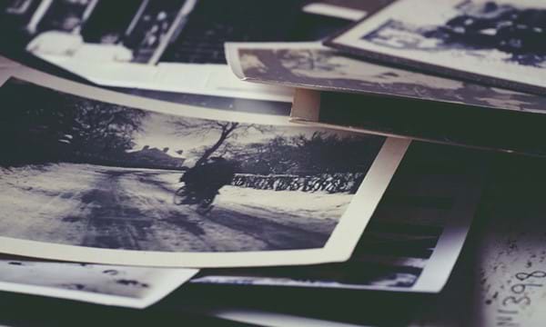 A pile of old photographs.