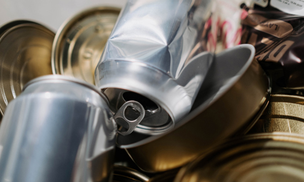 A number of drinking and food cans.