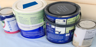 4 containers of paint.