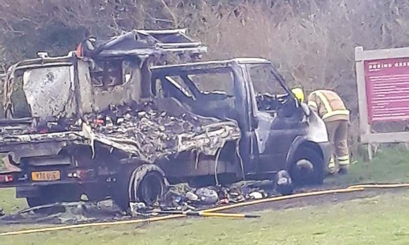 The fire damaged vehicle