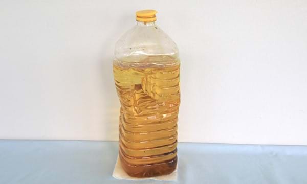 A bottle of cooking oil.