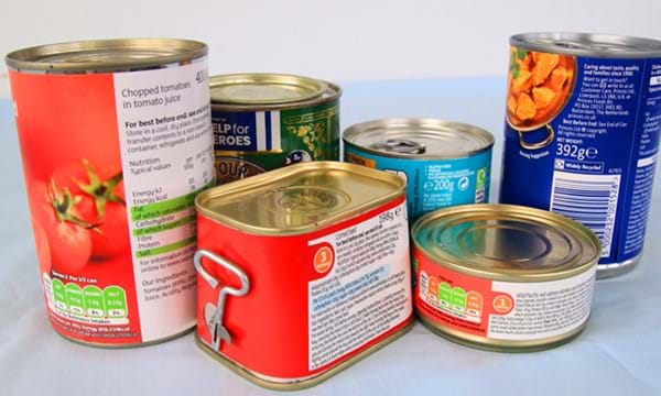Various cans of food.