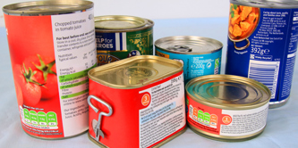 Various cans of food.