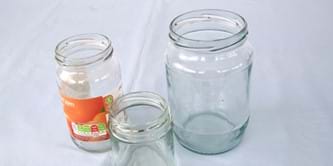 3 empty jam jars.