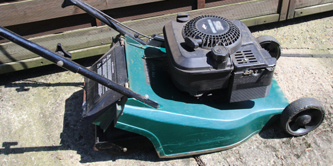 A lawn mower.