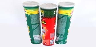3 Pringles crisp tubes.