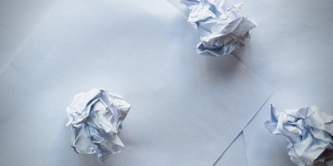 Scrunched and scrap paper.