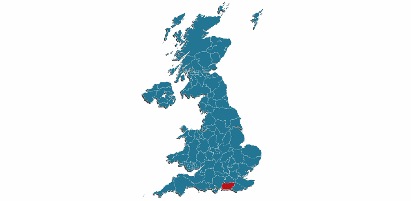 nojs Map showing the location of West Sussex within the United Kingdom