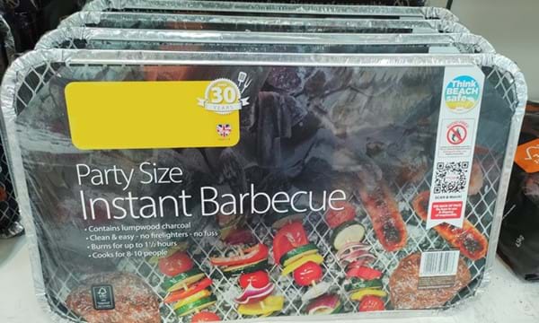 Disposable foil barbeques.