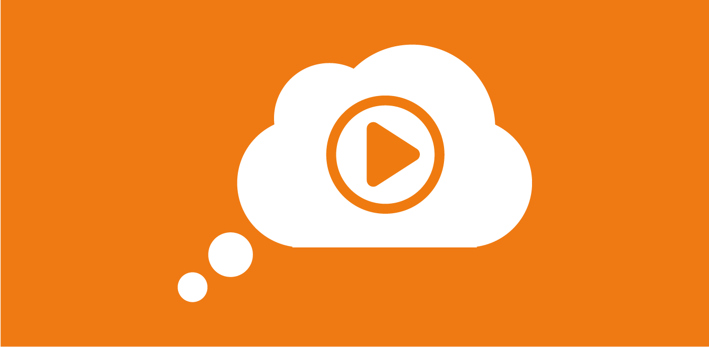 nojs A thought bubble with a play button at its centre.