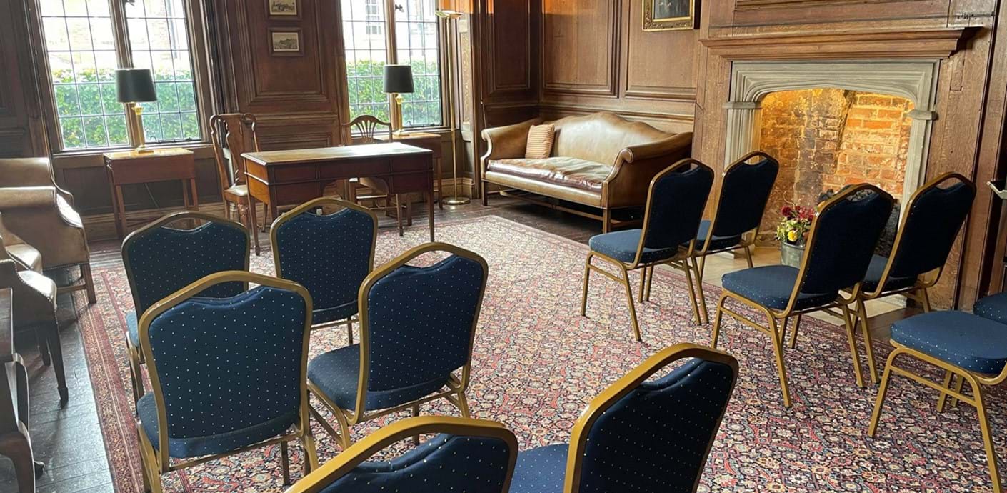 nojs Chairs laid out in the Warnham room facing front windows