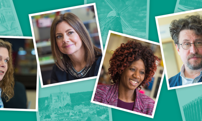 Montage of social workers and locations in West Sussex