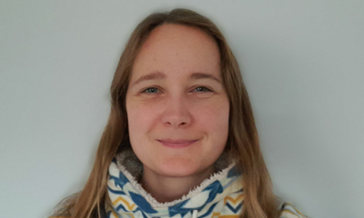 Sarah, wearing a snazzy scarf