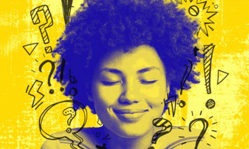 Young smiling woman with eyes closed