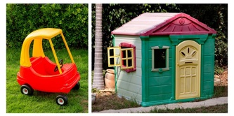 Plastic garden toy car and house