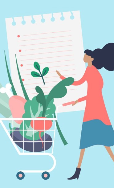 Woman pushing a shopping trolley