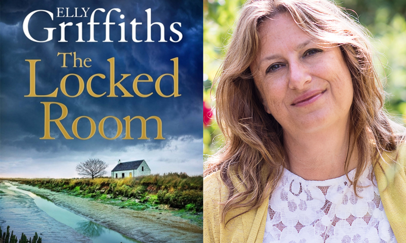 Best-selling author Elly Griffiths' new book cover for the lastest book in the Dr Ruth Galloway series, The Locked Room and a head shot of the author.
