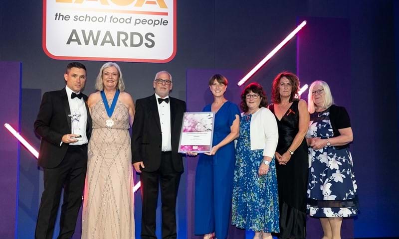 The school meals team from West Sussex County Council receiving their award