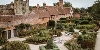 A view from high showing the walled garden.