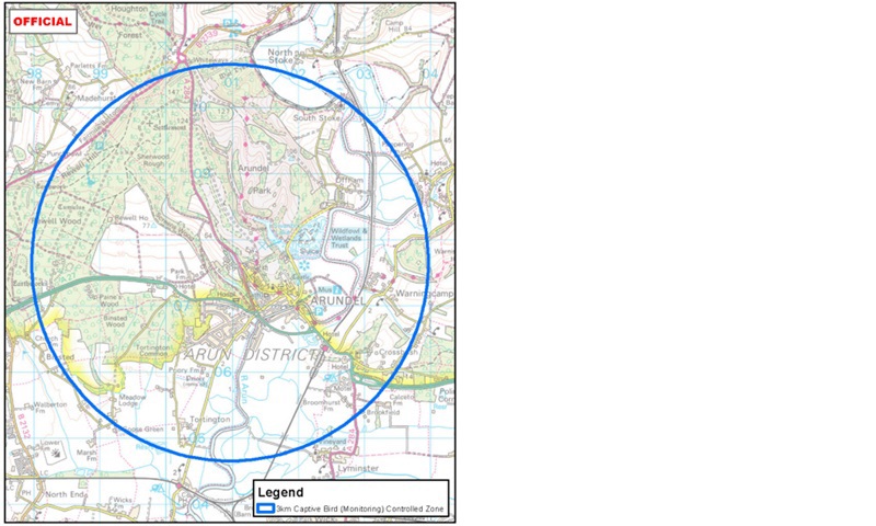 Map showing the three kilometre 