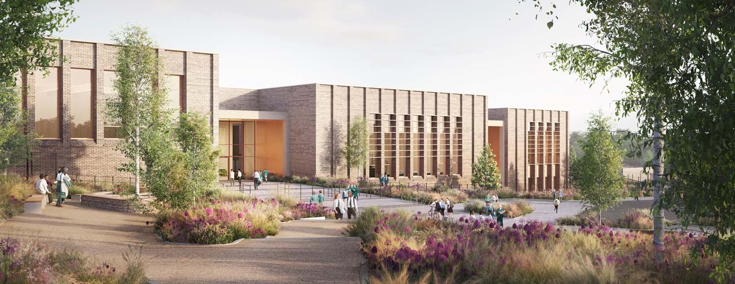 A design image of how the new secondary school will look from the outside