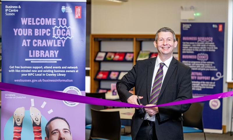 Cabinet Member Duncan Crow officially opening the BIPC Local at Crawley Library