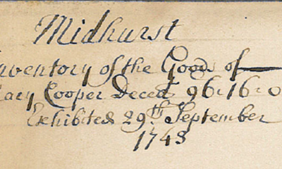 Image of a probate inventory from 1743 