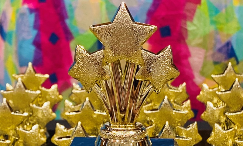 An image of a golden award shaped like a star with the words 'Epic Awards Nominee 2023'