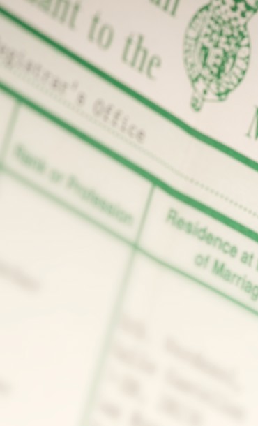 A blurred marriage certificate