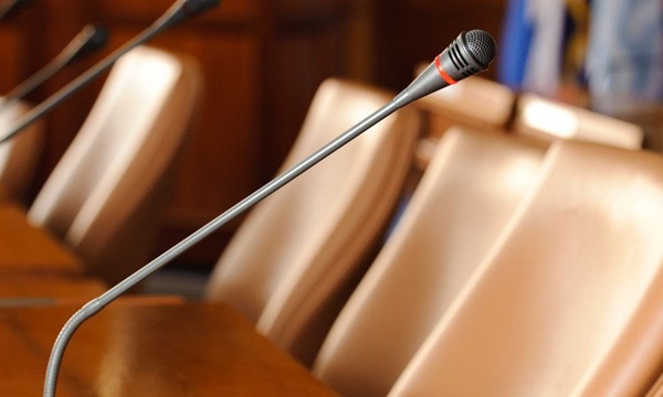 council chamber and microphone