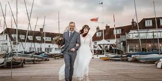 Bride and groom at Itchenor sailing club