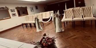 Wedding ceremony layout inside Castle Inn Hotel
