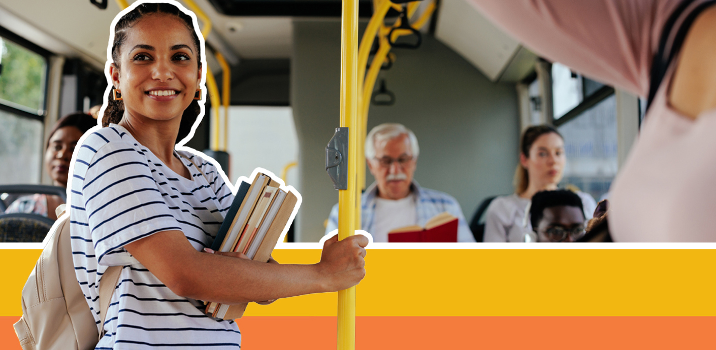 nojs Girl carrying books on a bus