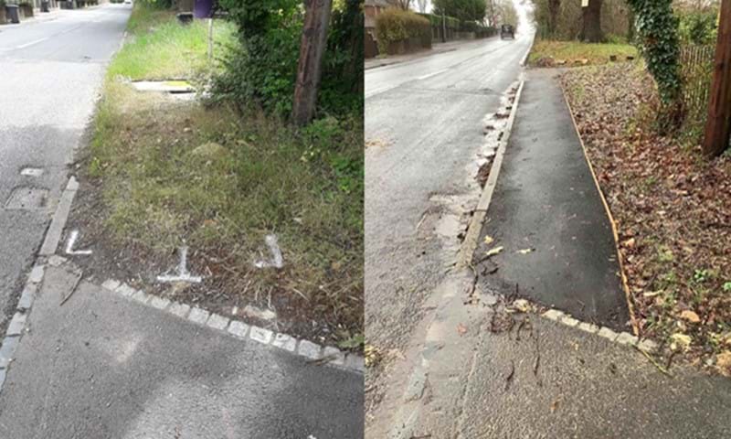 Burgess Hill footway (before and after)