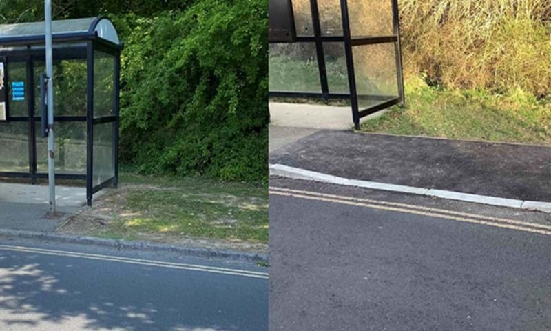 Bus stop in Southwater (before and after)
