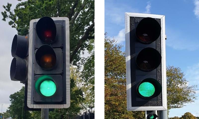 Halogen and LED traffic signals