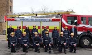 IGNITE students in front of a fire engine