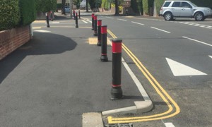 Photo of completed Active Travel scheme works on a road near Thomas A Becket junior school, Worthing